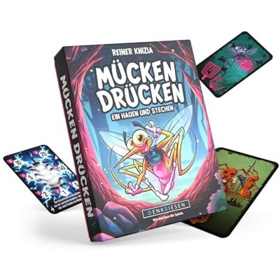 DENKRIESEN Mücken Drücken Reaktionsspiel ab 7 Jahren, 2–7 Spieler 110 Karten und ca. 20 Minuten Spielzeit sorgen für rasanten Reaktionsspaß mit Familie und Freunden. DENKRIESEN Mücken Drücken Reaktionsspiel ab 7 Jahren, 2–7 Spieler 110 Karten und ca. 20 Minuten Spielzeit sorgen für rasanten Reaktionsspaß mit Familie und Freunden.