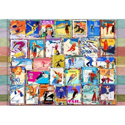 Grafika Ski Stamp Posters Puzzle 1000 Teile Briefmarkensammlung zum Thema Wintersport Puzzle für Erwachsene Grafika Ski Stamp Posters Puzzle 1000 Teile Briefmarkensammlung zum Thema Wintersport Puzzle für Erwachsene