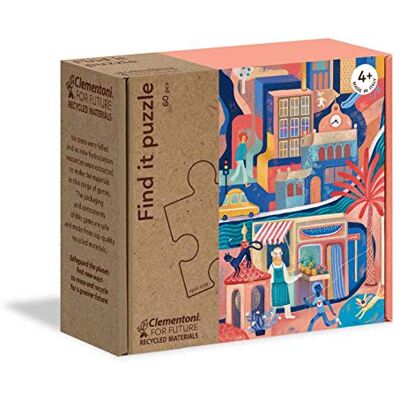 Clementoni 16222 Find It Puzzle Sweetest City, Kinder 4 Jahre, Lernspiel, Puzzle Kinder 60 Teile Made in Italy Play for Future, 100% recycelter Karton Clementoni 16222 Find It Puzzle Sweetest City, Kinder 4 Jahre, Lernspiel, Puzzle Kinder 60 Teile Made in Italy Play for Future, 100% recycelter Karton