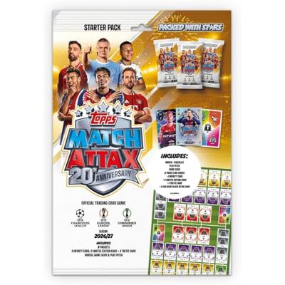 Topps Match Attax UCC 2026/27 Online Exclusive Starter Pack Enthält einen Sammelordner, eine Checkliste, ein Spielbrett und 51 Karten, darunter eine exklusive Black-Nitro-LE-Karte. Topps Match Attax UCC 2026/27 Online Exclusive Starter Pack Enthält einen Sammelordner, eine Checkliste, ein Spielbrett und 51 Karten, darunter eine exklusive Black-Nitro-LE-Karte.
