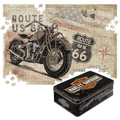 ART Retro Puzzle 1000 Teile, 68 x 48 cm, Route 66 – Bike Map H-D Genuine – Geschenk-Idee für Amerika-Fans, für Erwachsene, in Vintage-Metalldose als Geschenkverpackung ART Retro Puzzle 1000 Teile, 68 x 48 cm, Route 66 – Bike Map H-D Genuine – Geschenk-Idee für Amerika-Fans, für Erwachsene, in Vintage-Metalldose als Geschenkverpackung