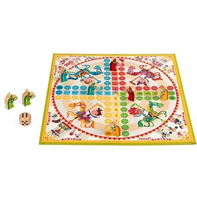 Janod J02744 Karussell-Ludo-Spiel, traditionelles Brettspiel, Holzfiguren, für Kinder ab 4 Jahren Janod J02744 Karussell-Ludo-Spiel, traditionelles Brettspiel, Holzfiguren, für Kinder ab 4 Jahren