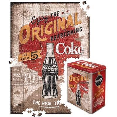 ART Retro Puzzle 1000 Teile, 68 x 48 cm, Coca-Cola – Highway 66 – Geschenk-Idee für Coke-Fans, Original Lizenzprodukt (OLP), für Erwachsene, in Vintage-Metalldose als Geschenkverpackung ART Retro Puzzle 1000 Teile, 68 x 48 cm, Coca-Cola – Highway 66 – Geschenk-Idee für Coke-Fans, Original Lizenzprodukt (OLP), für Erwachsene, in Vintage-Metalldose als Geschenkverpackung