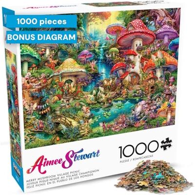 Buffalo Games , Aimee Stewart, Merry Mushroom Village Picnic (Fröhliches Pilz-Picnic im Dorf), 1000-teiliges Puzzle für Erwachsene, anspruchsvolles Puzzle, perfekt für Spieleabende, fertige Größe ist Buffalo Games , Aimee Stewart, Merry Mushroom Village Picnic (Fröhliches Pilz-Picnic im Dorf), 1000-teiliges Puzzle für Erwachsene, anspruchsvolles Puzzle, perfekt für Spieleabende, fertige Größe ist