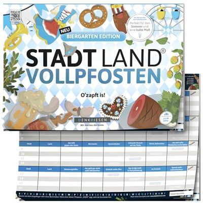 DENKRIESEN Stadt Land VOLLPFOSTEN Biergarten Edition DIN A4 Spielblock 26 Volksfest-Kategorien ab 14 Jahren, Party- und Gesellschaftsspiel für Gruppen und gesellige Biergartenabende. DENKRIESEN Stadt Land VOLLPFOSTEN Biergarten Edition DIN A4 Spielblock 26 Volksfest-Kategorien ab 14 Jahren, Party- und Gesellschaftsspiel für Gruppen und gesellige Biergartenabende.