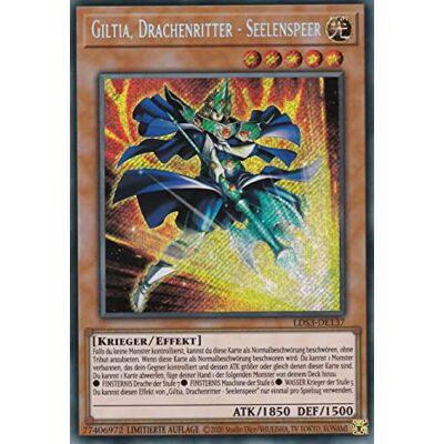 TCG LDS3-DE137 Giltia, Drachenritter Seelenspeer Secret Rare Deutsch 1. Auflage im Set mit Ultrapro Toploader Yugioh TCG LDS3-DE137 Giltia, Drachenritter Seelenspeer Secret Rare Deutsch 1. Auflage im Set mit Ultrapro Toploader Yugioh