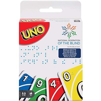 Mattel GPG06 UNO Braille Kartenspiel und Gesellschaftspiel, Kartenspiele für die ganze Familie, für Blinde und sehbehinderte Personen, ab 7 Jahren Mattel GPG06 UNO Braille Kartenspiel und Gesellschaftspiel, Kartenspiele für die ganze Familie, für Blinde und sehbehinderte Personen, ab 7 Jahren