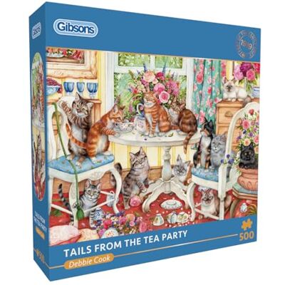Gibsons Tails from The Tea Party 500 Teile Puzzle für Erwachsene Charmante Katze Nachmittagstee Party Szene Kunstwerk von Debbie Cook Skurriles Design Premium Nachhaltiges Puzzle Made in UK/EU Gibsons Tails from The Tea Party 500 Teile Puzzle für Erwachsene Charmante Katze Nachmittagstee Party Szene Kunstwerk von Debbie Cook Skurriles Design Premium Nachhaltiges Puzzle Made in UK/EU