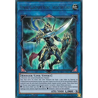 TCG MAMA-DE073 Schwarz Glänzender Soldat Soldat des Chaos Ultra Rare Deutsch 1. Auflage im Set mit Ultrapro Toploader Yugioh TCG MAMA-DE073 Schwarz Glänzender Soldat Soldat des Chaos Ultra Rare Deutsch 1. Auflage im Set mit Ultrapro Toploader Yugioh