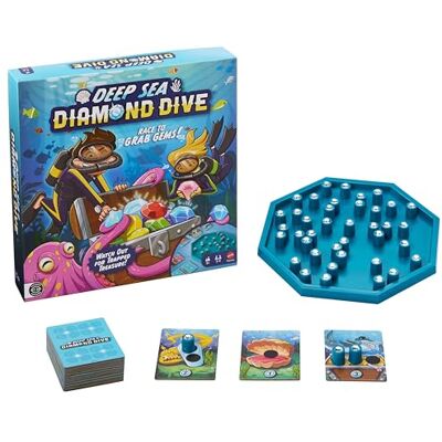 Mattel Deep Sea Diamond Dive Brettspiel für 2-4 Spieler Sammle Edelsteine, meide Fallen! Familienspiel, einfache Regeln, schneller Ablauf, ab 6 Jahren, JMJ62 Mattel Deep Sea Diamond Dive Brettspiel für 2-4 Spieler Sammle Edelsteine, meide Fallen! Familienspiel, einfache Regeln, schneller Ablauf, ab 6 Jahren, JMJ62
