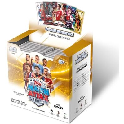Topps Match Attax UCC 2026/27 Full Box Die Full Box enthält 35 Päckchen sowie ein garantiertes Hero Pack (8 Karten pro Päckchen). Topps Match Attax UCC 2026/27 Full Box Die Full Box enthält 35 Päckchen sowie ein garantiertes Hero Pack (8 Karten pro Päckchen).