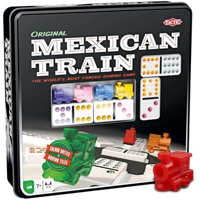 Tactic Mexican Train Domino Spiel 2–8 Spieler Kinder und Erwachsene perfekt für Spieleabende und die Gemeinschaft Dominosteine und lustige Eisenbahnfiguren Tactic Mexican Train Domino Spiel 2–8 Spieler Kinder und Erwachsene perfekt für Spieleabende und die Gemeinschaft Dominosteine und lustige Eisenbahnfiguren