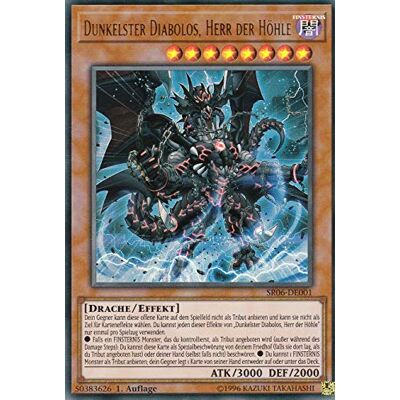 Konami SR06-DE001 Dunkelster Diabolos, Herr der Höhle Ultra Rare DE im Set mit Ultrapro Toploader Yugioh Konami SR06-DE001 Dunkelster Diabolos, Herr der Höhle Ultra Rare DE im Set mit Ultrapro Toploader Yugioh