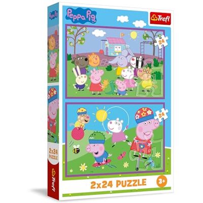 Trefl Puzzle 2x24 Teile, 2-in-1: Peppa auf dem Spielplatz, Peppa Pig, 3+ Set mit 2 Puzzles, Märchenfiguren, Förderung von Konzentration und Beobachtungsgabe, hohe Qualität Trefl Puzzle 2x24 Teile, 2-in-1: Peppa auf dem Spielplatz, Peppa Pig, 3+ Set mit 2 Puzzles, Märchenfiguren, Förderung von Konzentration und Beobachtungsgabe, hohe Qualität