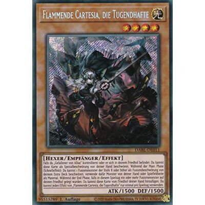 TCG DABL-DE011 Flammende Cartesia, die Tugendhafte Secret Rare Deutsch 1. Auflage im Set mit Ultrapro Toploader Yugioh TCG DABL-DE011 Flammende Cartesia, die Tugendhafte Secret Rare Deutsch 1. Auflage im Set mit Ultrapro Toploader Yugioh