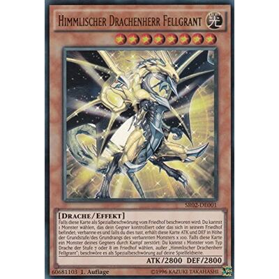 Konami SR02-DE001 Himmlischer Drachenherr Fellgrant Ultra Rare DE im Set mit Ultrapro Toploader Yugioh Konami SR02-DE001 Himmlischer Drachenherr Fellgrant Ultra Rare DE im Set mit Ultrapro Toploader Yugioh