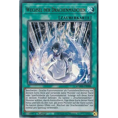 TCG MAMA-DE088 Wechsel der Drachenmädchen Ultra Rare Deutsch 1. Auflage im Set mit Ultrapro Toploader Yugioh TCG MAMA-DE088 Wechsel der Drachenmädchen Ultra Rare Deutsch 1. Auflage im Set mit Ultrapro Toploader Yugioh