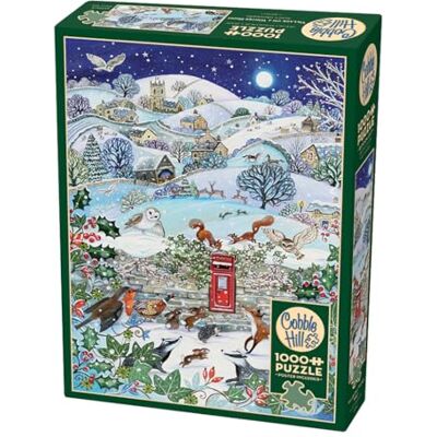 Cobble Hill 1000 Teile Puzzle Dorf in einer Winternacht Muster Poster inklusive, weiß und schwarz, Weihnachtszeit Cobble Hill 1000 Teile Puzzle Dorf in einer Winternacht Muster Poster inklusive, weiß und schwarz, Weihnachtszeit