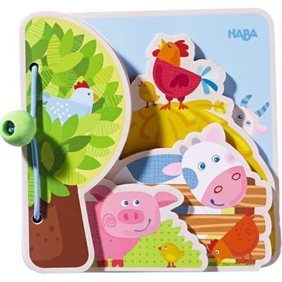 HABA Babybuch Bauernhoffreunde – Erstes Bilderbuch aus Holz mit Kordel – Ab 10 Monaten – Fördert erstes Erkennen & Greifen – Liebevoll illustrierte Bauernhoftiere – 1300556001 HABA Babybuch Bauernhoffreunde – Erstes Bilderbuch aus Holz mit Kordel – Ab 10 Monaten – Fördert erstes Erkennen & Greifen – Liebevoll illustrierte Bauernhoftiere – 1300556001