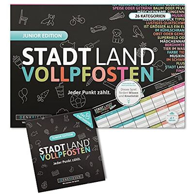 DENKRIESEN Stadt Land VOLLPFOSTEN Junior Duo Kartenspiel & Block 200 kindgerechte Kategorien in Kartenspiel und Spielblock für Familienspiel, Reisen und gemeinsame Spieleabende. DENKRIESEN Stadt Land VOLLPFOSTEN Junior Duo Kartenspiel & Block 200 kindgerechte Kategorien in Kartenspiel und Spielblock für Familienspiel, Reisen und gemeinsame Spieleabende.