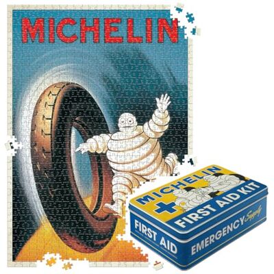ART Retro Puzzle 1000 Teile, 68 x 48 cm, Michelin – First Aid Kit – Geschenk-Idee für Motor-Fans, Original Lizenzprodukt (OLP), für Erwachsene, in Vintage-Metalldose als Geschenkverpackung Original MICHELIN Lizenzprodukt (OLP), für Erwachsene, in Vintag ART Retro Puzzle 1000 Teile, 68 x 48 cm, Michelin – First Aid Kit – Geschenk-Idee für Motor-Fans, Original Lizenzprodukt (OLP), für Erwachsene, in Vintage-Metalldose als Geschenkverpackung Original MICHELIN Lizenzprodukt (OLP), für Erwachsene, in Vintag