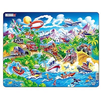Larsen NM7 Rahmenpuzzle für Kinder I Autos, Boote, Zug & Flugzeuge I Puzzle ab 2 Jahre I Schönes Kinderpuzzle mit 18 Teilen I Spiel, Spaß & Lernen Larsen NM7 Rahmenpuzzle für Kinder I Autos, Boote, Zug & Flugzeuge I Puzzle ab 2 Jahre I Schönes Kinderpuzzle mit 18 Teilen I Spiel, Spaß & Lernen