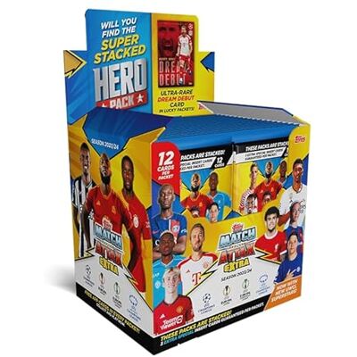 Topps Match Attax Extra 2024 Full Box 36 Päckchen Match Attax Extra 2024 (432 Karten), 12 Karten pro Packung Topps Match Attax Extra 2024 Full Box 36 Päckchen Match Attax Extra 2024 (432 Karten), 12 Karten pro Packung