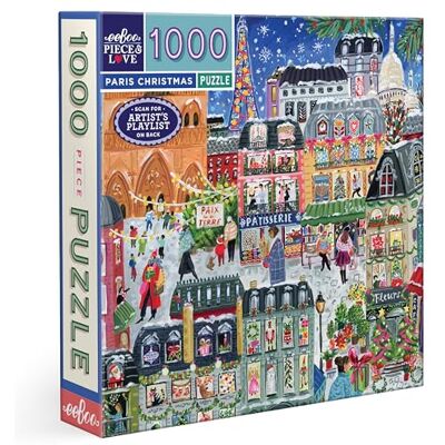eeBoo Puzzle mit 1000 Teilen Weihnachten in Paris – Puzzle für Erwachsene, 1000 Teile, Weihnachtsszene im Schnee – Maße 58,5 cm x 58,5 cm eeBoo Puzzle mit 1000 Teilen Weihnachten in Paris – Puzzle für Erwachsene, 1000 Teile, Weihnachtsszene im Schnee – Maße 58,5 cm x 58,5 cm