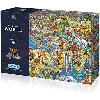 Gibsons Wonderful World 1000 Piece Jigsaw Puzzle Sustainable Jigsaw Puzzle for Adults Premium 100% Recycled Board Great Gift for Adults Games Gibsons Wonderful World 1000 Piece Jigsaw Puzzle Sustainable Jigsaw Puzzle for Adults Premium 100% Recycled Board Great Gift for Adults Games