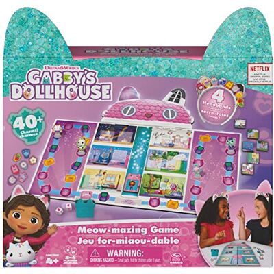 Spin Master Games Gabby's Dollhouse, Meow-Mazing Brettspiel basierend auf der DreamWorks Netflix Show mit 4 Kitty Stirnbändern, für Familien und Kinder ab 4 Jahren Spin Master Games Gabby's Dollhouse, Meow-Mazing Brettspiel basierend auf der DreamWorks Netflix Show mit 4 Kitty Stirnbändern, für Familien und Kinder ab 4 Jahren