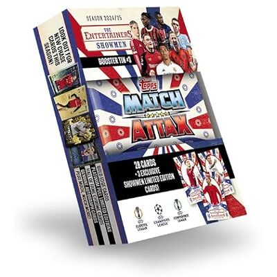 Topps Match Attax 24/25 Booster Tin Showmen enthält 28 Match Attax Karten Plus 3 Exklusive 'Showmen' LE's Leroy Sane, Alejandro Garnacho und Rodrygo! Topps Match Attax 24/25 Booster Tin Showmen enthält 28 Match Attax Karten Plus 3 Exklusive 'Showmen' LE's Leroy Sane, Alejandro Garnacho und Rodrygo!