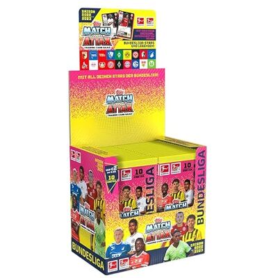 Topps Fußball-Sammelkarten 2022/23 Bundesliga Match Attax Display Box mit 360 Karten, darunter 22 limitierte Karten und handsignierte Spieler- und Legendenkarten Topps Fußball-Sammelkarten 2022/23 Bundesliga Match Attax Display Box mit 360 Karten, darunter 22 limitierte Karten und handsignierte Spieler- und Legendenkarten