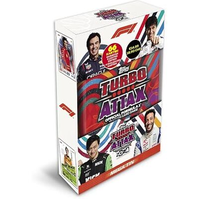 Topps Turbo Attax Formula 1 2024 Mega Tin Revved Up centhält 66 Karten, darunter 6 LE's und 4 Exklusive 'Revved Up' Karten! Topps Turbo Attax Formula 1 2024 Mega Tin Revved Up centhält 66 Karten, darunter 6 LE's und 4 Exklusive 'Revved Up' Karten!