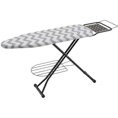 Relaxdays Bügelbrett für Dampfbügeleisen, 110 x 33cm, höhenverstellbar, klappbar, Ablage, Bügeltisch Zickzack, grau-weiß Relaxdays Bügelbrett für Dampfbügeleisen, 110 x 33cm, höhenverstellbar, klappbar, Ablage, Bügeltisch Zickzack, grau-weiß