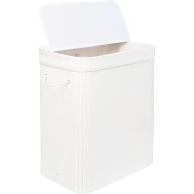 Relaxdays Wäschekorb mit Deckel, Bambus, 100 l, 2 Innenfächer, HxBxT: 63 x 52 x 32 cm, Badezimmer Wäschetruhe, weiß Relaxdays Wäschekorb mit Deckel, Bambus, 100 l, 2 Innenfächer, HxBxT: 63 x 52 x 32 cm, Badezimmer Wäschetruhe, weiß