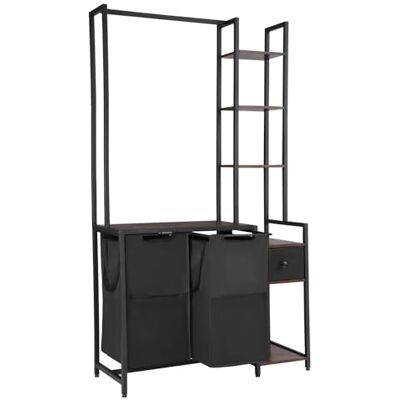 VEVOR Wäschekorb Wäschesortierer mit 2 Fächern (600D Oxfordstoff) & 1 Schublade, Wäschesammler mit Leiterregalen, Wäschetrenner Wäsche-Sortiersystem für schmutzige Kleidung Waschküche Schwarz VEVOR Wäschekorb Wäschesortierer mit 2 Fächern (600D Oxfordstoff) & 1 Schublade, Wäschesammler mit Leiterregalen, Wäschetrenner Wäsche-Sortiersystem für schmutzige Kleidung Waschküche Schwarz