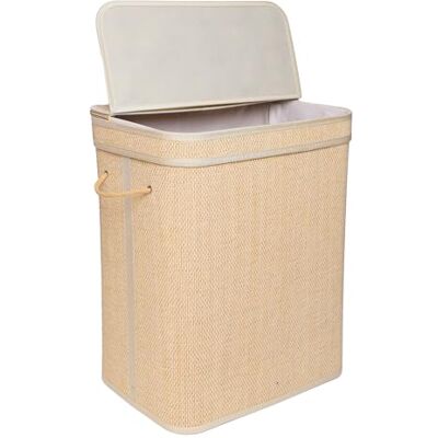 Relaxdays Wäschekorb mit Deckel, Bambus, 90 l, Faltbare Wäschebox, HxBxT: 61 x 49 x 33 cm, Badezimmer Wäschetruhe, Natur Relaxdays Wäschekorb mit Deckel, Bambus, 90 l, Faltbare Wäschebox, HxBxT: 61 x 49 x 33 cm, Badezimmer Wäschetruhe, Natur