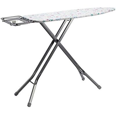Amazon Bügelbrett mit Ablagefach und H-förmiger Bügeleisen-Ablage, groß, 122 x 38 cm, grau, Geblümt Amazon Bügelbrett mit Ablagefach und H-förmiger Bügeleisen-Ablage, groß, 122 x 38 cm, grau, Geblümt