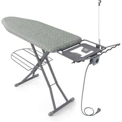 SONGMICS Bügelbrett mit Steckdose und Ablage, Bügelfläche 129 x 45 cm, Höhenverstellbar, für Dampfbügeleisen, Taubengrau, BORIX Kollektion LLB023G101 SONGMICS Bügelbrett mit Steckdose und Ablage, Bügelfläche 129 x 45 cm, Höhenverstellbar, für Dampfbügeleisen, Taubengrau, BORIX Kollektion LLB023G101