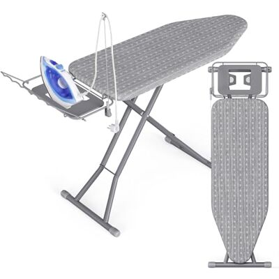 SONGMICS Bügelbrett, 122 x 38 cm Bügelfläche, Bügeltisch höhenverstellbar, klappbar, mit Kabelhalter, Bügeleisenablage, Haken, für Dampfbügelstation, Taubengrau LLB004G101 SONGMICS Bügelbrett, 122 x 38 cm Bügelfläche, Bügeltisch höhenverstellbar, klappbar, mit Kabelhalter, Bügeleisenablage, Haken, für Dampfbügelstation, Taubengrau LLB004G101
