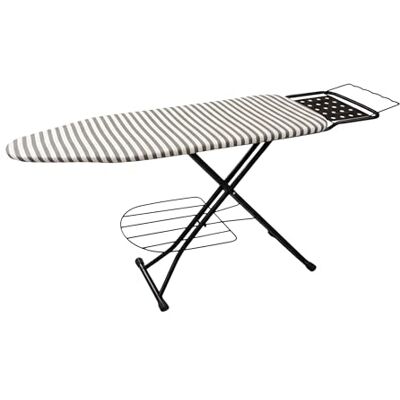 Relaxdays Bügelbrett für Dampfbügeleisen, 110x33 cm, höhenverstellbar, klappbar, Ablage, Bügeltisch gestreift, grau-weiß Relaxdays Bügelbrett für Dampfbügeleisen, 110x33 cm, höhenverstellbar, klappbar, Ablage, Bügeltisch gestreift, grau-weiß