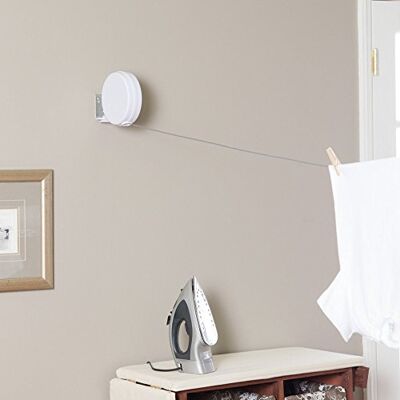 Household Essentials R-400 Wäscheleine, einziehbar, 1,2 m, zum Aufhängen von Wäsche, Weiß Household Essentials R-400 Wäscheleine, einziehbar, 1,2 m, zum Aufhängen von Wäsche, Weiß