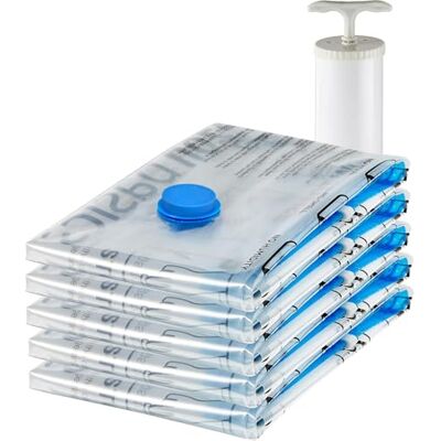 Amazon Vakuumbeutel für Kleidung mit Luftdichtem Ventil und Handpumpe Mittelgroß, 5er-Pack, Reißverschluss, Durchsichtig Amazon Vakuumbeutel für Kleidung mit Luftdichtem Ventil und Handpumpe Mittelgroß, 5er-Pack, Reißverschluss, Durchsichtig