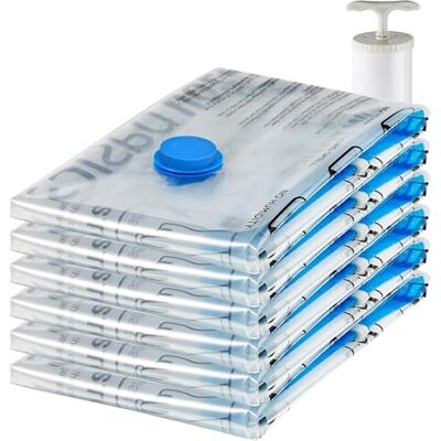 Amazon Vakuumbeutel für Kleidung mit Luftdichtem Ventil und Handpumpe Jumbo, 6er-Pack, Reißverschluss, Durchsichtig Amazon Vakuumbeutel für Kleidung mit Luftdichtem Ventil und Handpumpe Jumbo, 6er-Pack, Reißverschluss, Durchsichtig