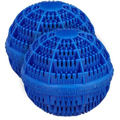 Relaxdays Waschball 2er Set, Waschkugel für Waschmaschine, Waschen ohne Waschmittel, umweltfreundlich, Wäscheball, blau, 10035396 Relaxdays Waschball 2er Set, Waschkugel für Waschmaschine, Waschen ohne Waschmittel, umweltfreundlich, Wäscheball, blau, 10035396