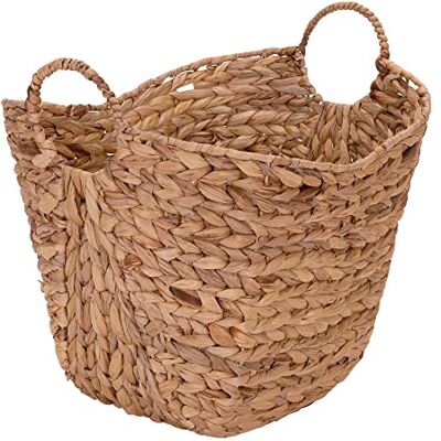Household Essentials ML-4002 Tall Water Hyacinth Wicker Basket with Handles Natural, Brown, Natural Household Essentials ML-4002 Tall Water Hyacinth Wicker Basket with Handles Natural, Brown, Natural