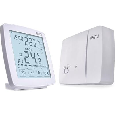 Emos digitaler Raumthermostat mit OpenTherm programmierbar tragbare Steuereinheit mit Touch-Bedienung Heiz-/Kühlsysteme Temperaturregelung 7-30 °C Frostschutz weiß Emos digitaler Raumthermostat mit OpenTherm programmierbar tragbare Steuereinheit mit Touch-Bedienung Heiz-/Kühlsysteme Temperaturregelung 7-30 °C Frostschutz weiß