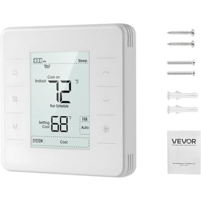 VEVOR Thermostat 7-Tage-programmierbar, Raumthermostat für Wärmepumpe, Klimaanlage, Fußbodenheizung, LED-Bildschirm mit Hintergrundbeleuchtung, großer Temperaturbereich von 5 bis 37 °C, weiß VEVOR Thermostat 7-Tage-programmierbar, Raumthermostat für Wärmepumpe, Klimaanlage, Fußbodenheizung, LED-Bildschirm mit Hintergrundbeleuchtung, großer Temperaturbereich von 5 bis 37 °C, weiß