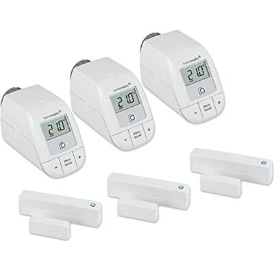 Homematic IP Set Heizen – Easy Connect 3er-Set, Digitale Steuerung für Heizung per App, Alexa, Google Assistant, einfache Installation, Energie sparen, Thermostat und Fenstersensor, 153413A0 Homematic IP Set Heizen – Easy Connect 3er-Set, Digitale Steuerung für Heizung per App, Alexa, Google Assistant, einfache Installation, Energie sparen, Thermostat und Fenstersensor, 153413A0