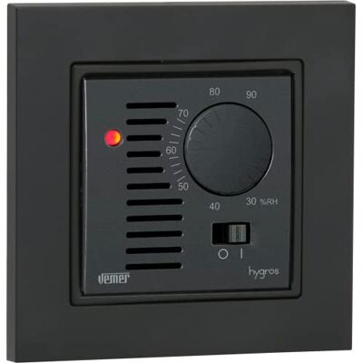 VEMER VE789001 HYGROS INT Elektronischer Hygrostat für den Einbau 2 Modulen, Stromversorgung 230V, Anthrazitgrauer/Weiß VEMER VE789001 HYGROS INT Elektronischer Hygrostat für den Einbau 2 Modulen, Stromversorgung 230V, Anthrazitgrauer/Weiß